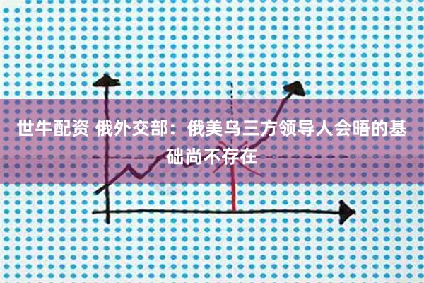 世牛配资 俄外交部：俄美乌三方领导人会晤的基础尚不存在