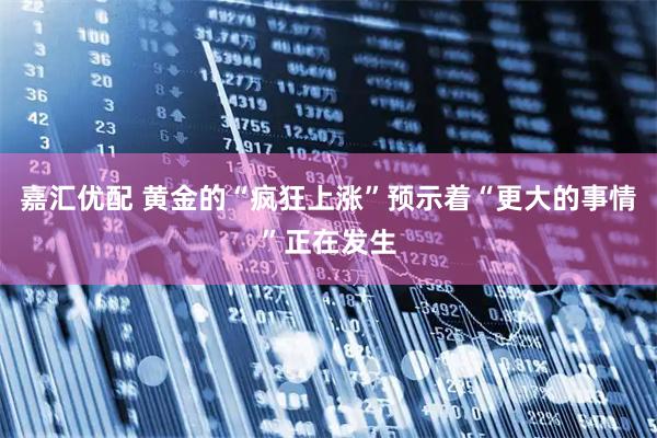 嘉汇优配 黄金的“疯狂上涨”预示着“更大的事情”正在发生