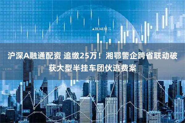 沪深A融通配资 追缴25万！湘鄂警企跨省联动破获大型半挂车团伙逃费案
